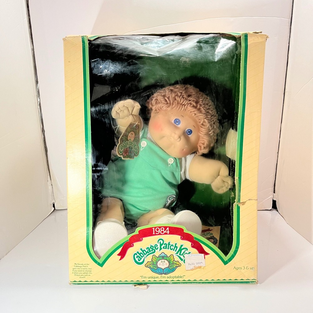 Vintage 1984 Cabbage Patch Kids Doll Coleco Boy Blonde Hair Blue Eyes New in Box